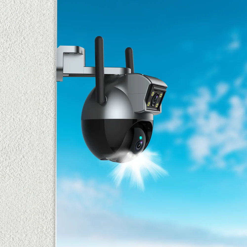 4MP ICAM365 Dual Lens Outdoor WIFI IP Camera Waterproof Color Night Vision CCTV Speed Dome Wireless Security IP Camera