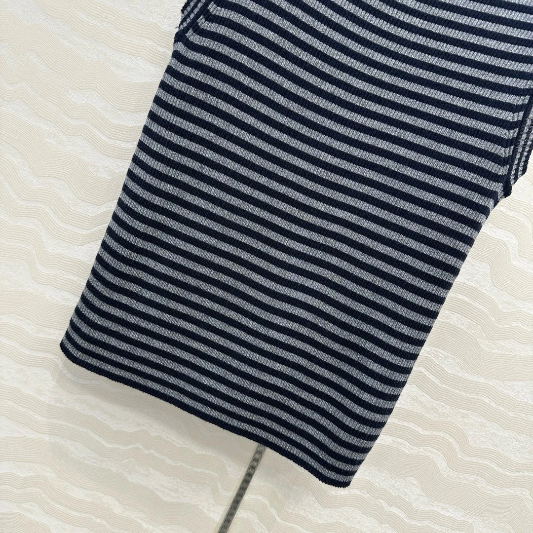 신축성 있는 니트 조끼 BC 스트라이프 울 카메라 캐주얼 편안한 슬림핏 H라인 여성용 여름 얇은 레귤러 길이