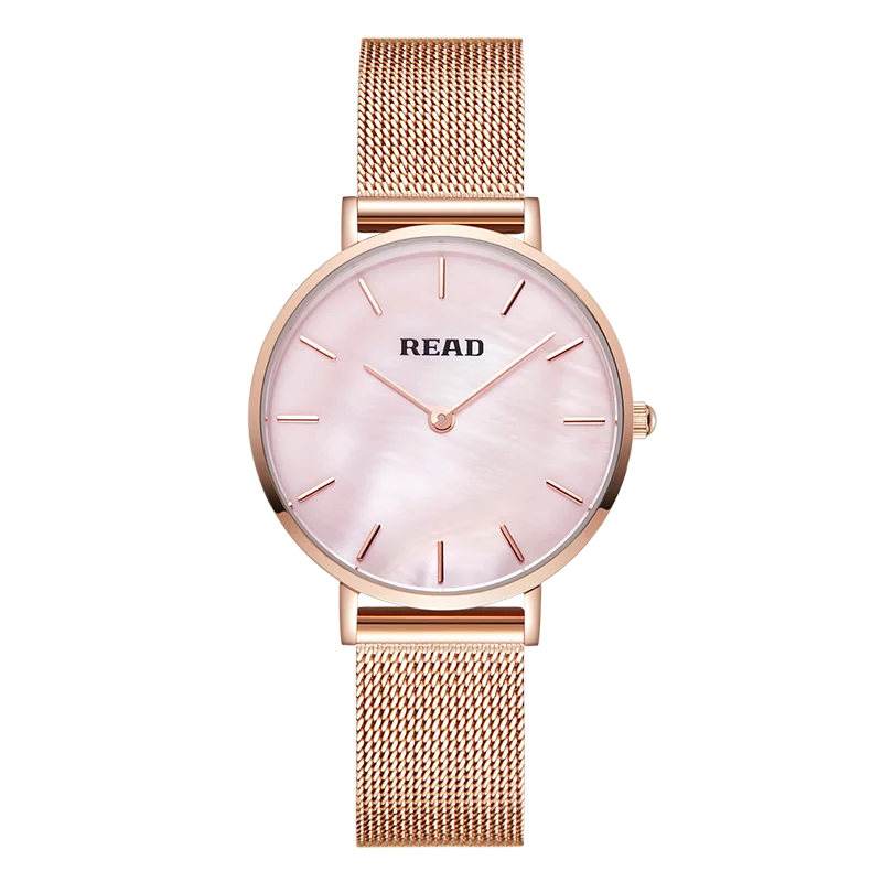 READ Ladies Analog Watch | Slim Round Dial | Stainless Steel Mesh Bracelet | 30M Water Resistant Daily Fashion Women Watch