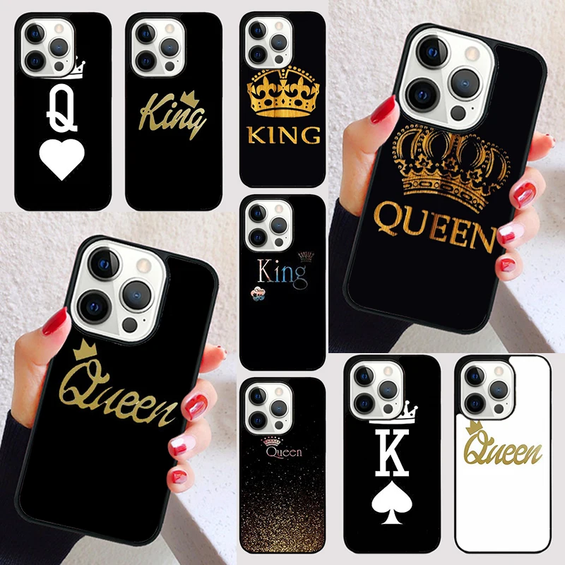 KING Queen Crown Letter cover For iPhone 15 16 13 12 11 14 Pro Max Mini Max SE 2020 7 8 6S Plus Phone Case