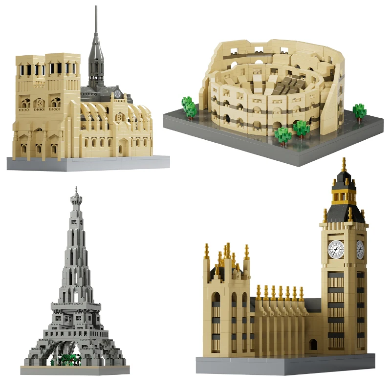 

European Classical Architecture Series Iron Pagoda Church 3D Micro Building Blocks Famous Landmark Architecture For Adults Gift