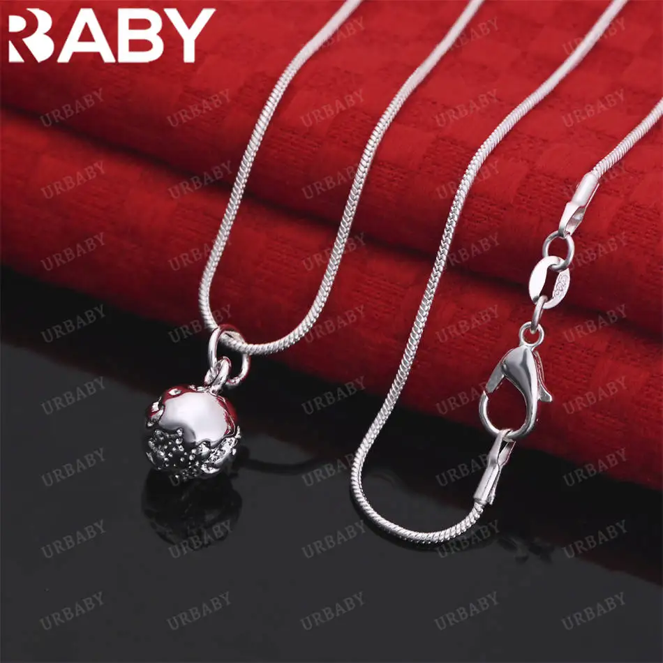 

URBABY 40-75cm 925 Sterling Silver Irregular Ball Pendant Necklace For Women Men Charm Trend Birthday Gifts Fashion Party