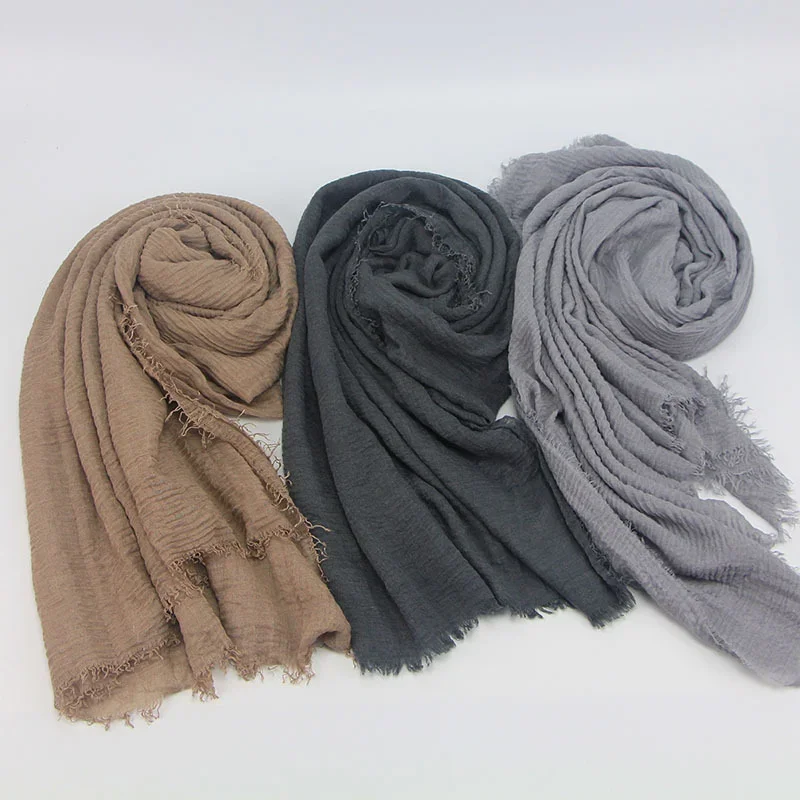 Solid Color Cotton Scarf Premium Cloud Hijab Scarf Shawl Soft Islam Muslim Head Wrap for Women