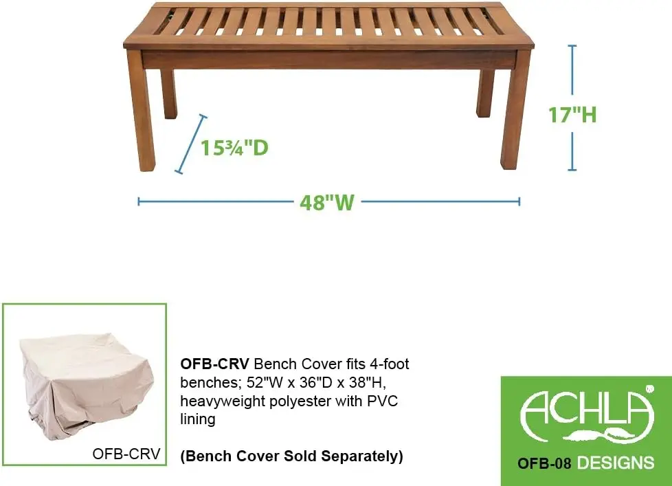 Achla-Outdoor Backless Garden Bench Designs, 4 pés, OFB-08