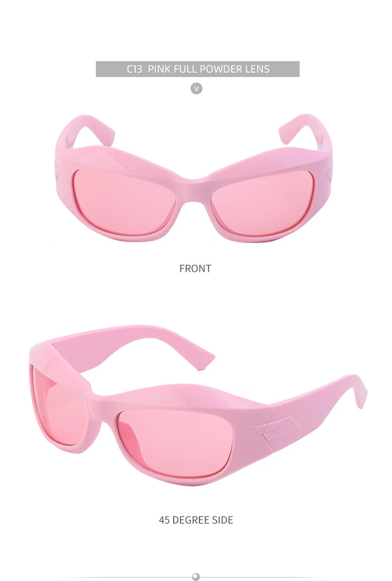 Übergroße Y2K Punk Sonnenbrille für Damen und Herren Neue 2000er Vintage Trend Steampunk Sonnenbrillen Sport-Schildbrille UV400-Schutz – Detail 32