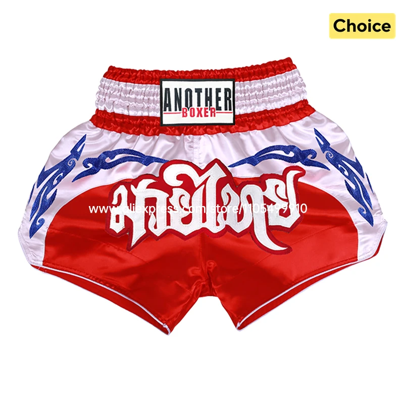 Sportliche Boxshorts für Herren und Damen, elastische Shorts mit Kordelzug an der Taille, Muay Thai-Shorts für Kinder und Erwachsene, Sanda MMA Kickboxhose, Rot
