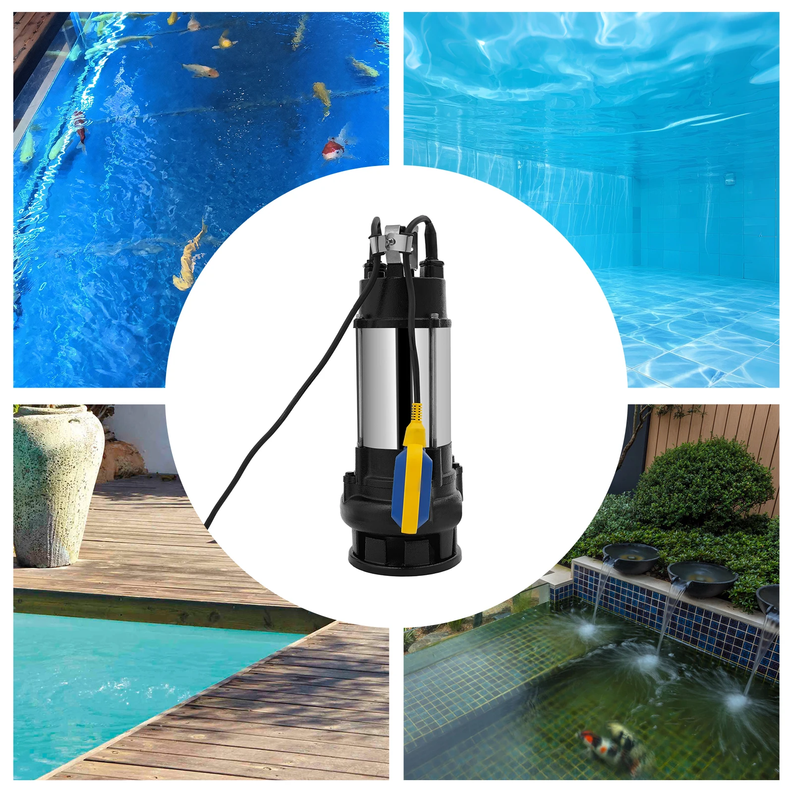 2850 U/min Tauchpumpe mit automatischem Schwimmerschalter und 2-Zoll-Entladung, Tiefbrunnenpumpe für Keller/Teiche/Becken – Detail 4