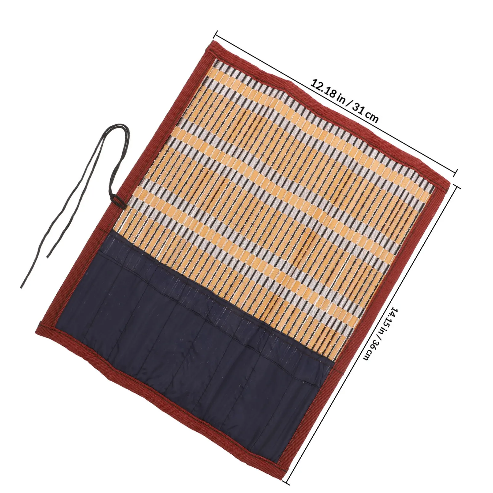 1Pcs Bamboo Portable Calligraphy Brush Roll Wrap Holder Size L 8 Slots Breathable Dampproof Lightweight Pencil Pouch Writing