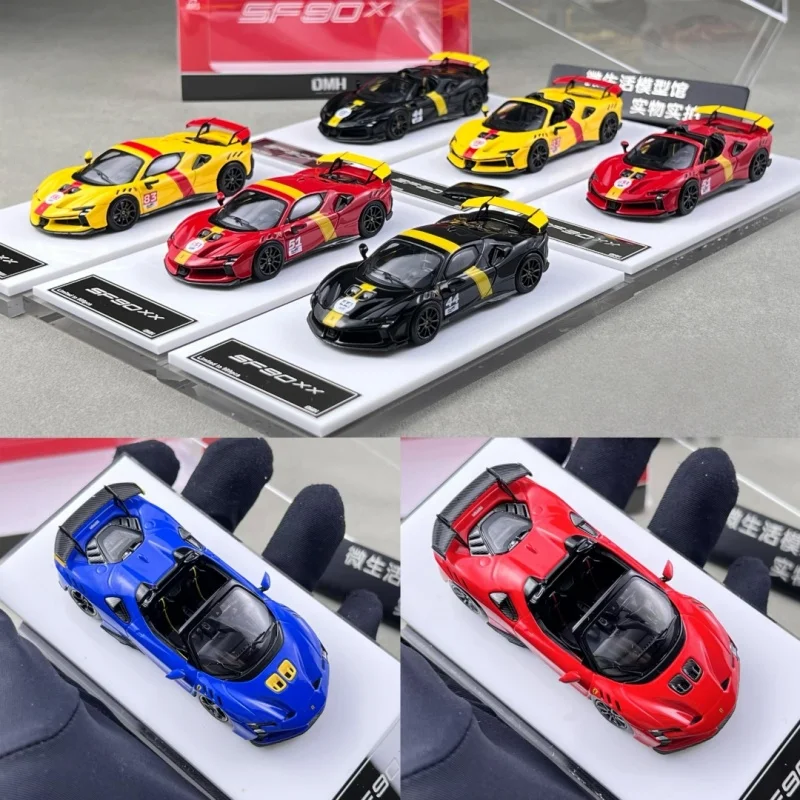 

DMH 1:64 SF90 XX Spider Leaping Horse die-cast alloy car model, Boys' festival gift toy, adult collection ornament.