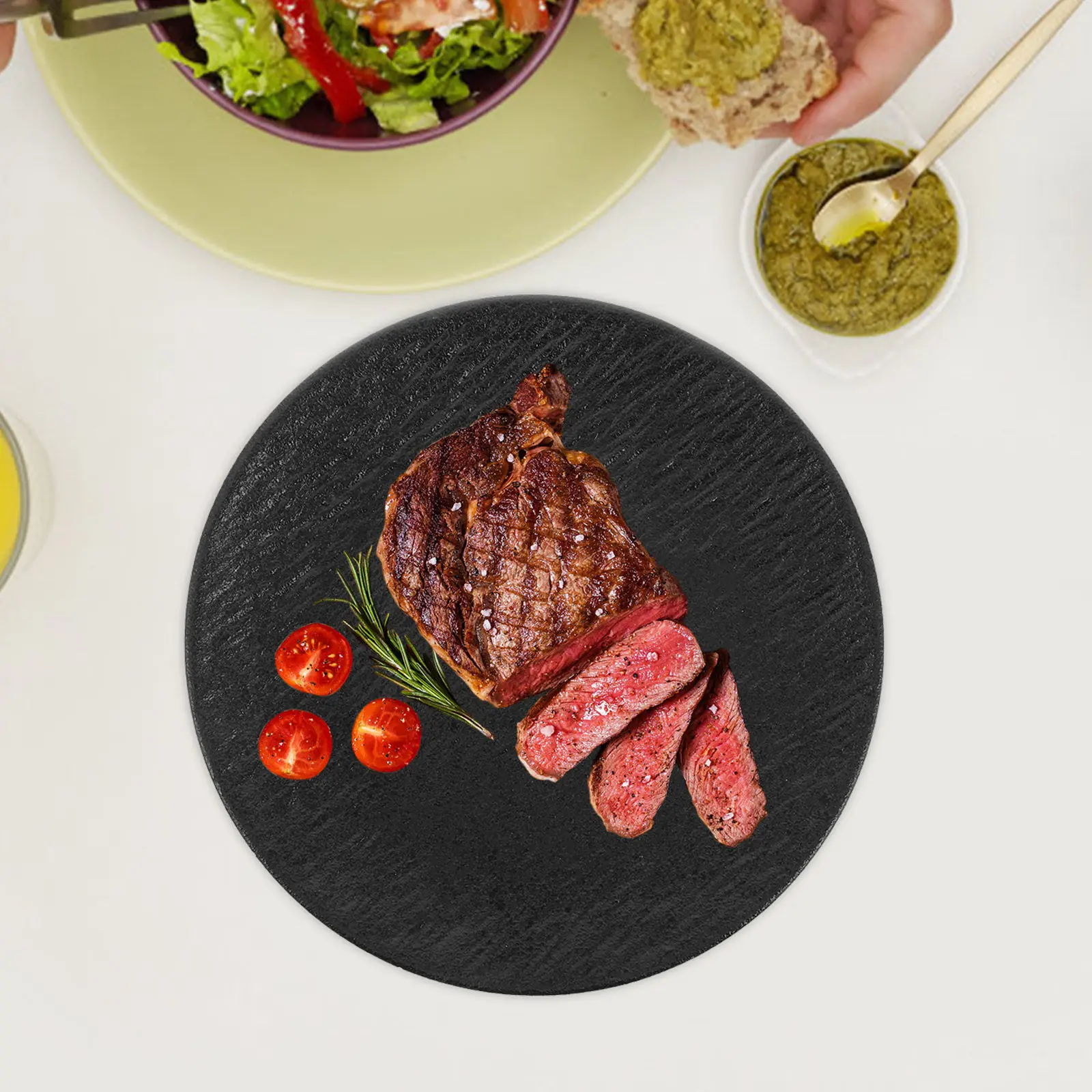 8 Inch Elegant Stoneware Dinner Plate with Rock Dishwasher Safe for Appetizers Main Course Baking Japanese Ceramic - view 5