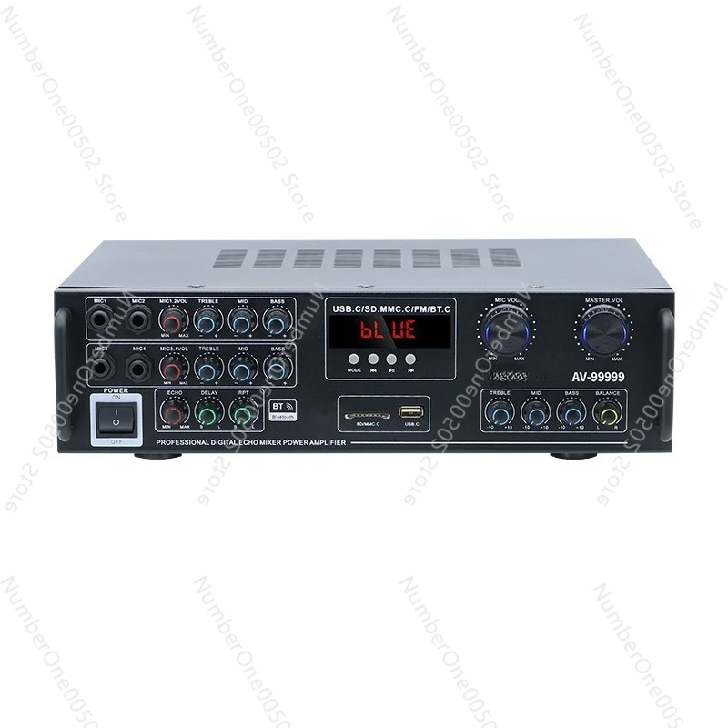 

AV-99999BT Высокомощный Bluetooth-усилитель 5,0 стереоусилитель объемного звука для домашнего караоке для использования на сцене ​