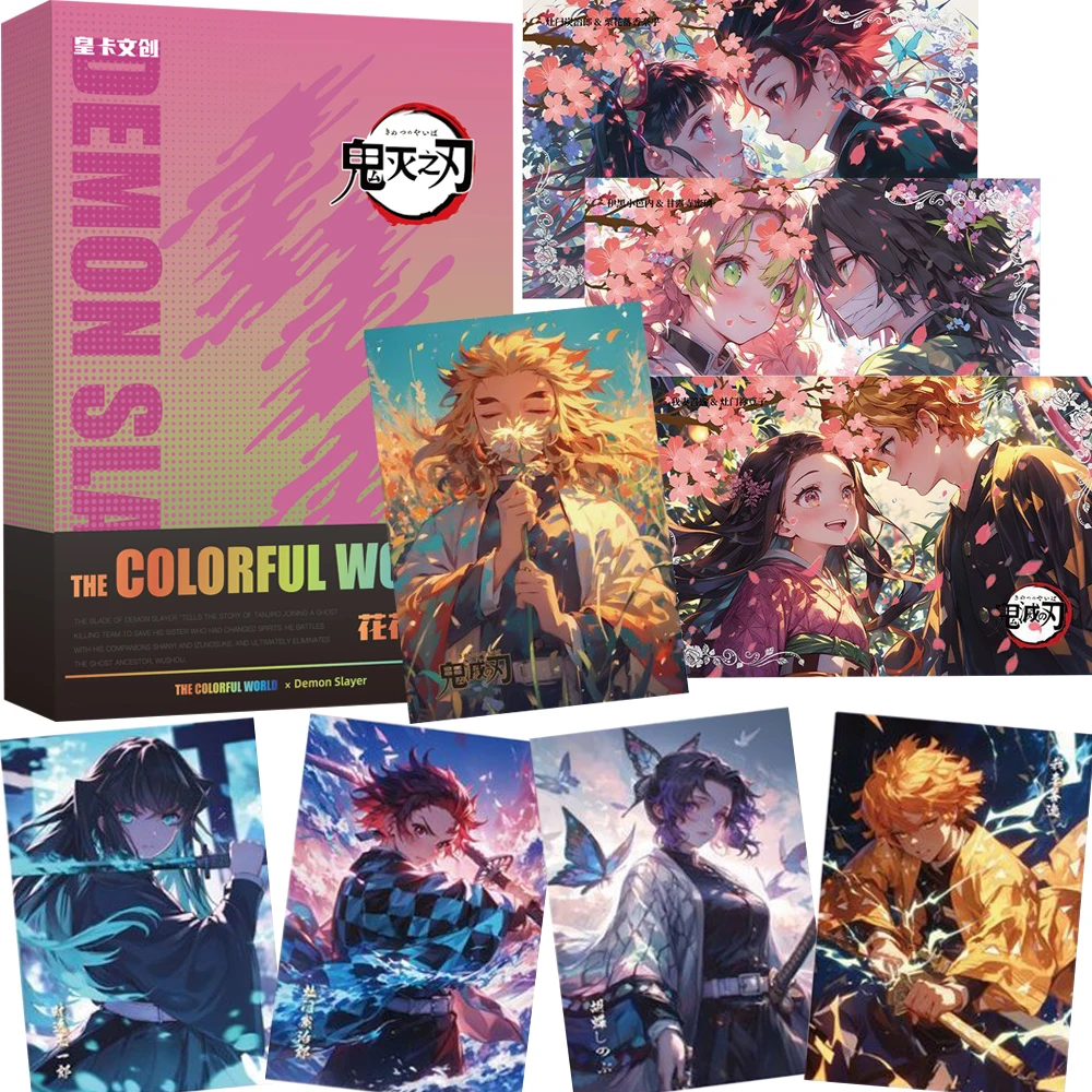 Demon Slayer Anime Color Paper Collection Cards Beautiful Charm Character Gorgeous and Shining Limited Hidden Cards Xmas Gifts