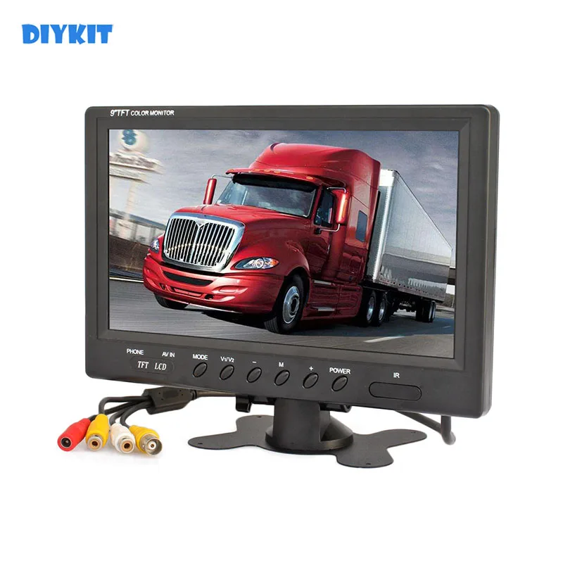 

DIYKIT 9inch TFT LCD Car HD Monitor Display Car Reverse Rear View Monitor Screen with BNC / AV Input Remote Control DVD VCR