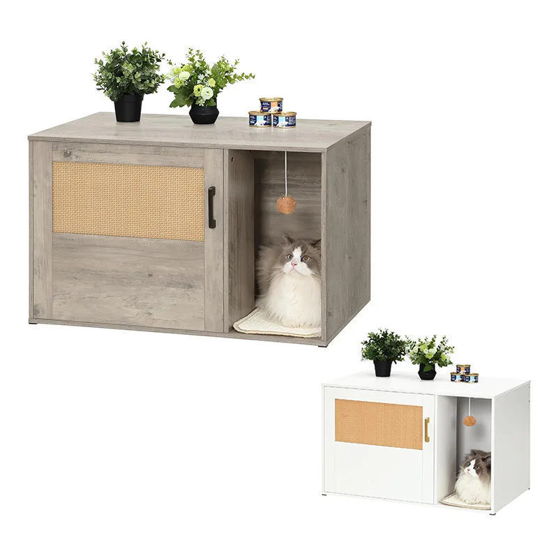 

Скрытая кошачья туалетная комната, мебель для домашних животных, деревянный ящик для кошачьего туалета, приставной столик, приставной столик, шкаф для туалета с защитой от запаха