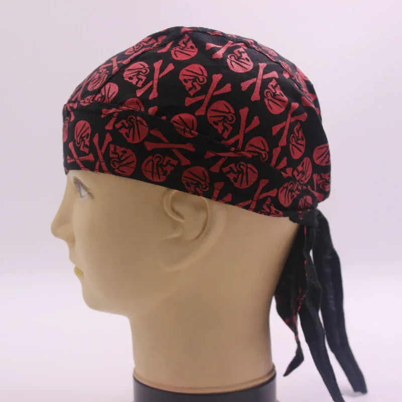 Gorro de pirata con estampado de calavera para hombre, gorro de algodón para montar en bicicleta, pañuelo para la cabeza para bailar al aire libre, novedad