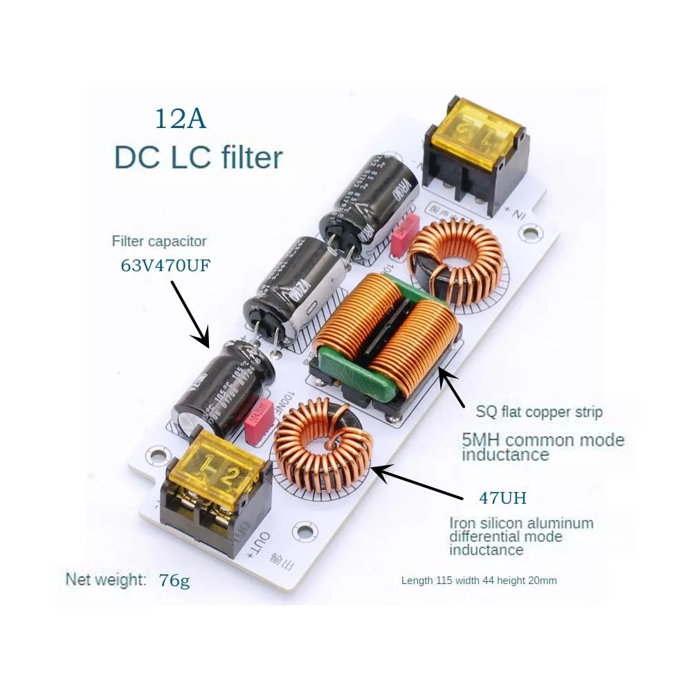 6A 12A EMI filter DC LC Elektromagnetische Interferentie EMC 12V 15V 24V Audio Digitale versterker Auto Schakelvermogen Rimpel Filter