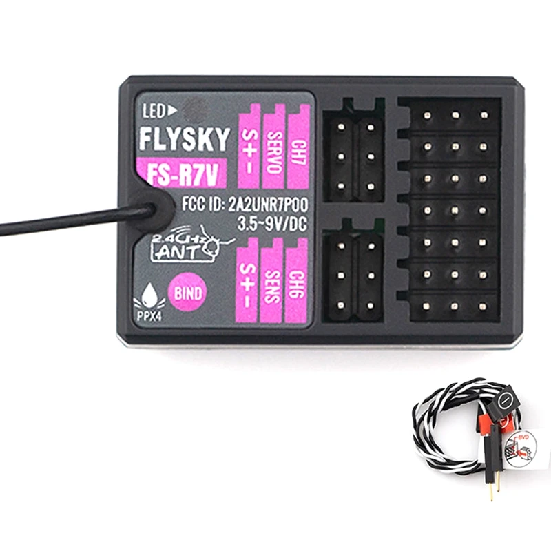 Flysky-Fs-R7V Receptor de controle remoto, 7 canais, giroscópio embutido em dois sentidos, aplicável ao G7P