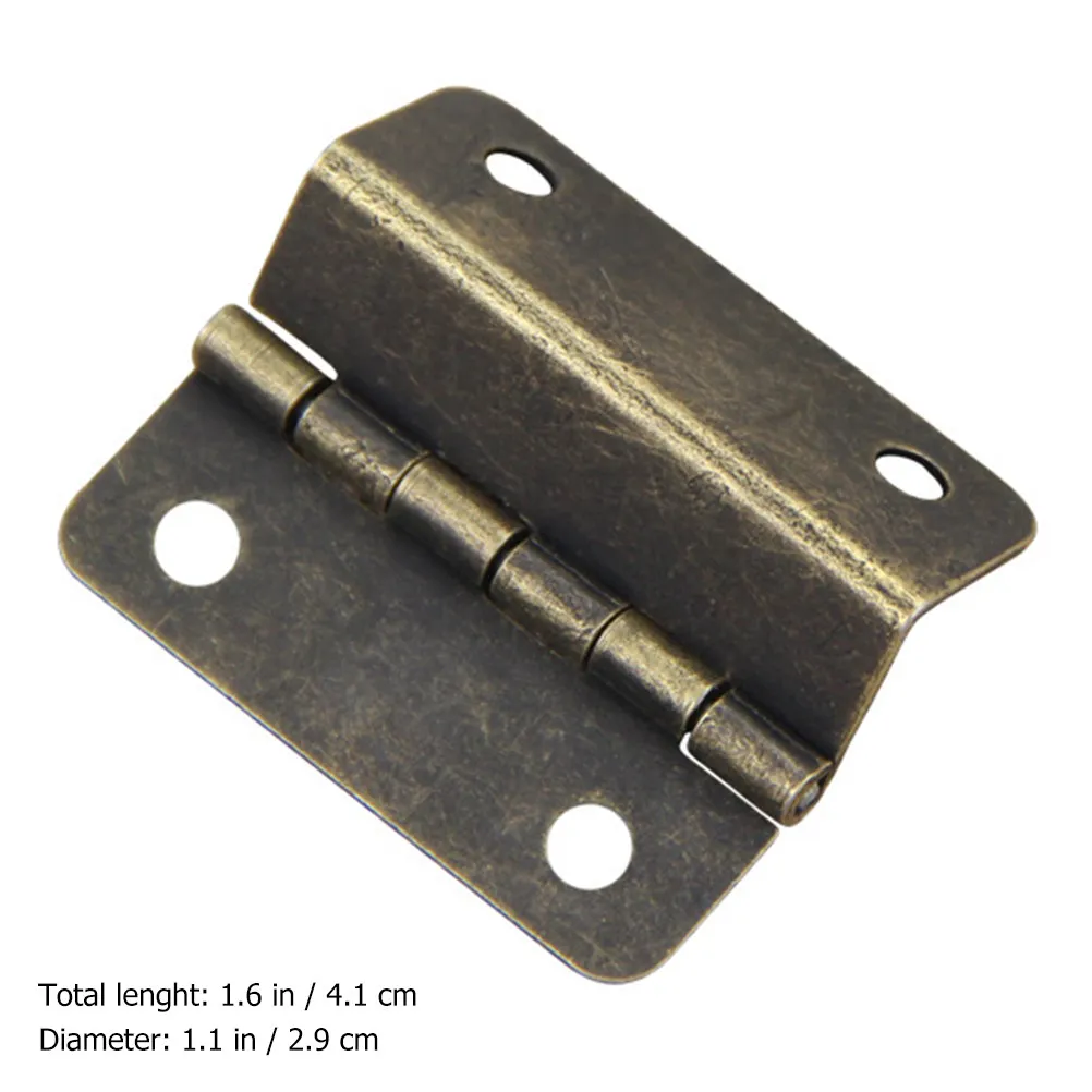 10Pcs Three-Fold Right-Angle Iron Hinges for Wooden Boxes Cabinets Kitchen Living Room Dressing Mirrors Smooth Rustproof