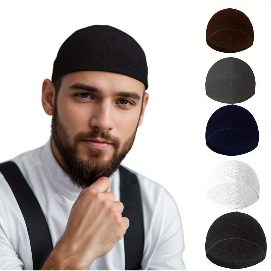 1pc männer Leichte Atmungsaktive Mesh Arabischen Gebet Hut Sommer Mubarak Muslimischen Taqiyah Kappe für Ramadan, Eid Casual Wear