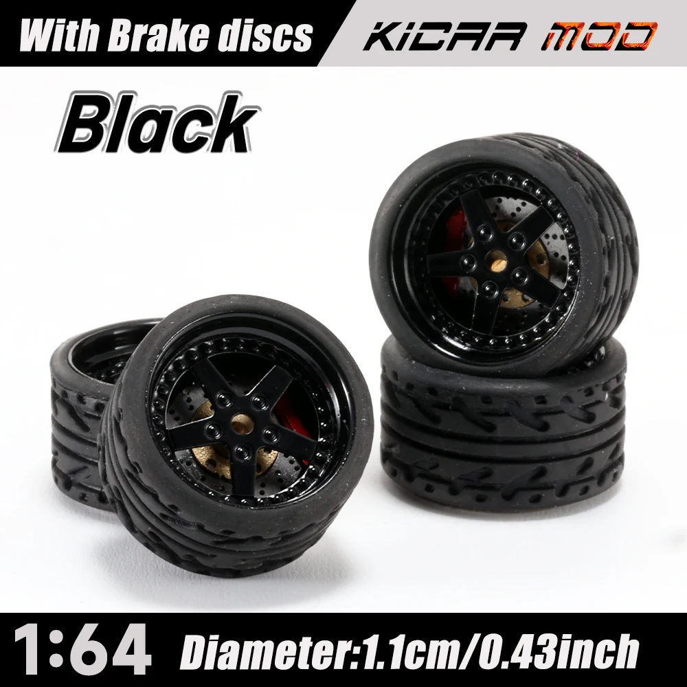 كارلومو 1/64 D-Class نموذج سيارة سبيكة عجلات مع المطاط الإطارات قرص فرامل الجمعية الحافات تجديد أجزاء لنموذج مركبة 4 قطعة مجموعة #4