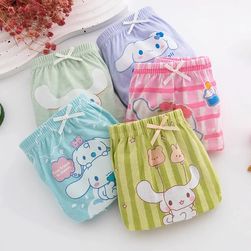 Miniso Sanrio Cinnamoroll Kinderen Ondergoed Cartoon Anime Comfortabele Ademende Jongen Meisje Katoenen Driehoek Slips Set Boxer Cadeau