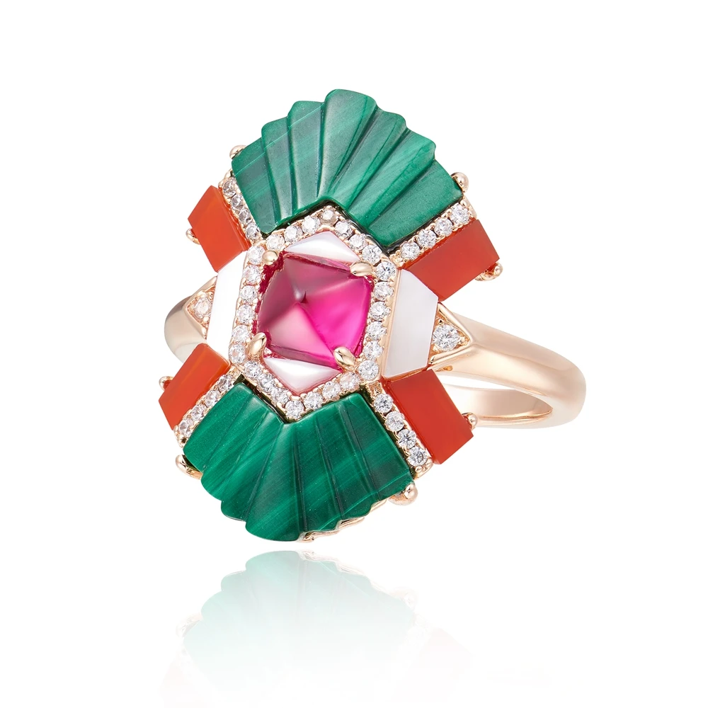 

Wholesale Top Quality Fan-shaped Three Color Ring Fashion Jewelry For Women