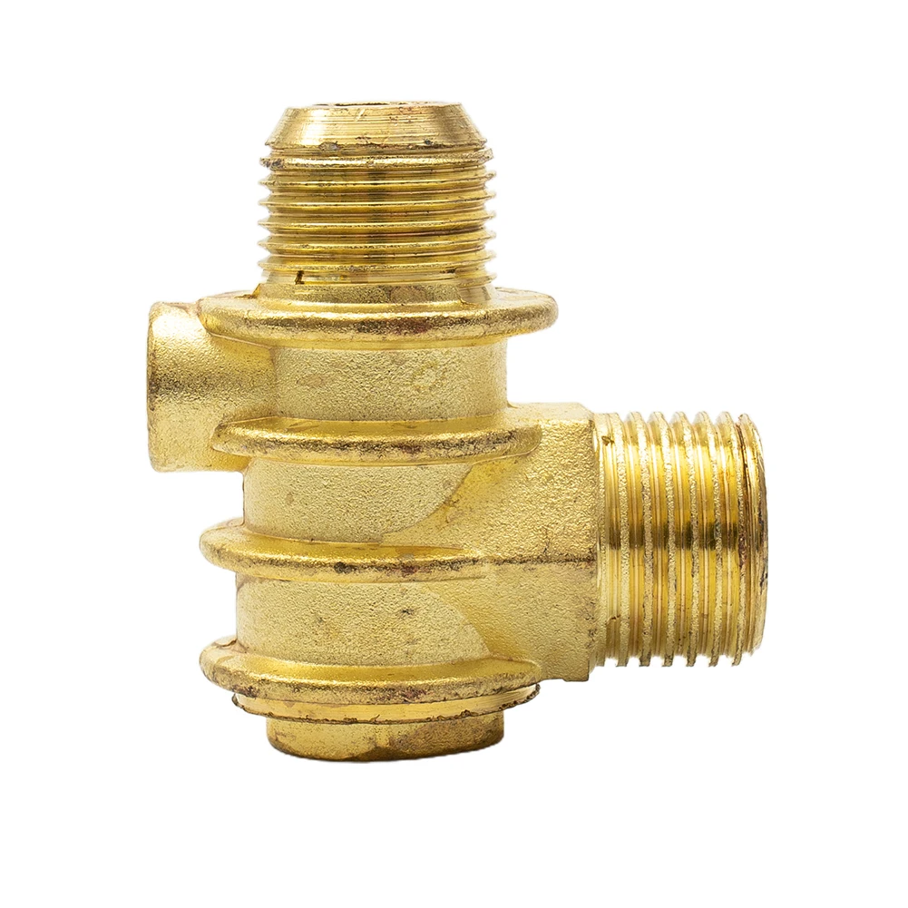 Replacement 3 Port Brass Check Valve with Male Thread for Air Compressor Workshop Featuring Zinc Alloy and Threaded Connection