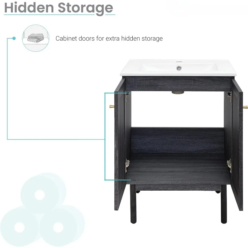 Vaidade do banheiro Black Oak, 24"