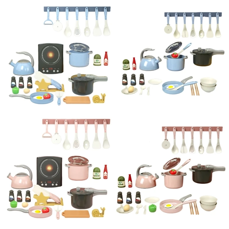 Kids Kitchen Cooking Utensils Playset Toy Pots Cookware Early Learning