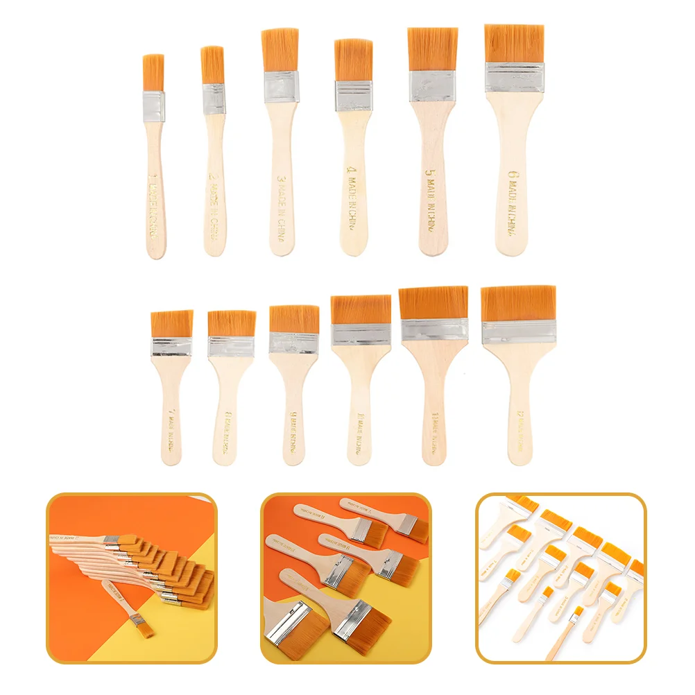 

12 Pcs Brush Bristle Oil Painting Flat Suitcase Set Professional Wooden Drawing