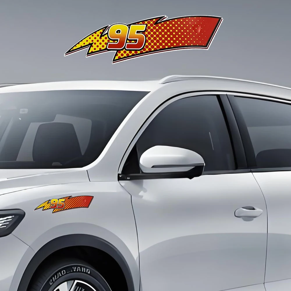 2 قطعة 95 ملصقات السيارات البرق مقاوم للماء للسيارات الزجاج الأمامي الخلفي نافذة الباب الجسم تجديد شارات الفينيل ملصقات السيارات الخارجية