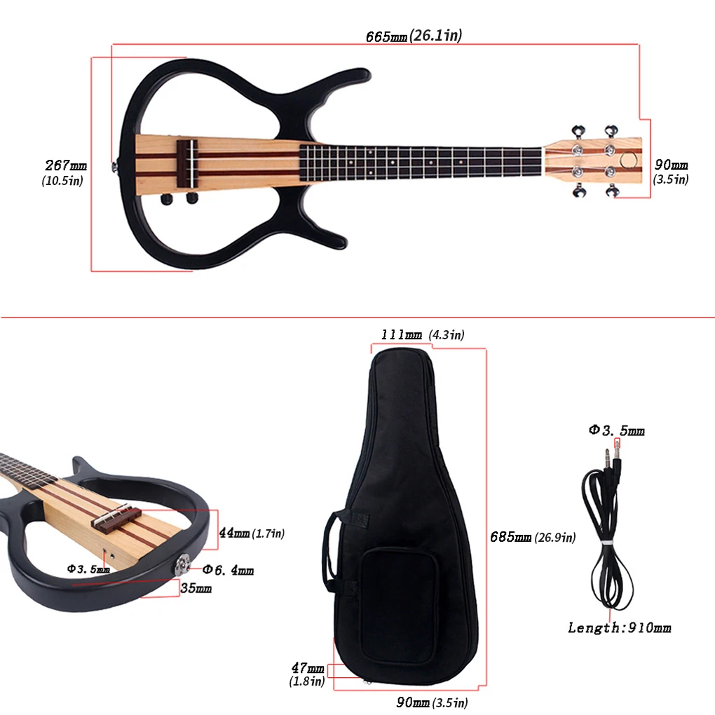 Ukulele 26 Inch Beautiful Sound Accurate Key Craftsmanship Electric Present as Gift Delicate Structure Mini Guiter