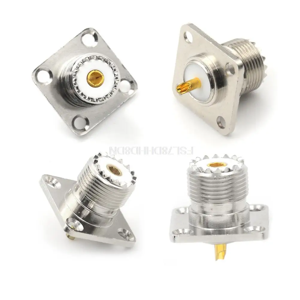 50 Ohm SL16 Female RF Connector UHF Panel Connector Flange Square SO-239 Jack Solder Cup Coax Connector For Radio