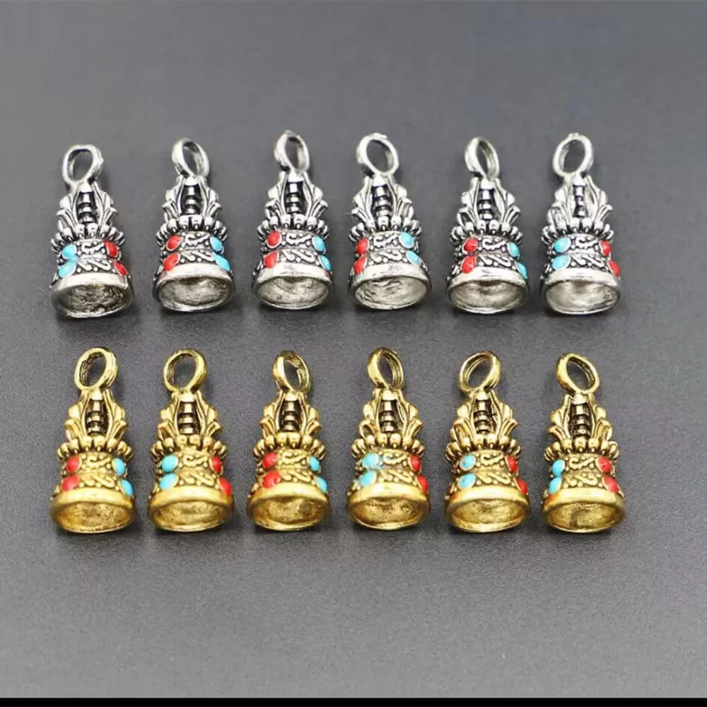 Fashion Creative Zinc Alloy Dripping Oil Crown Head Pendant Vintage Queen Tower Hat Necklace DIY Jewelry Making Wholesale 24Pcs