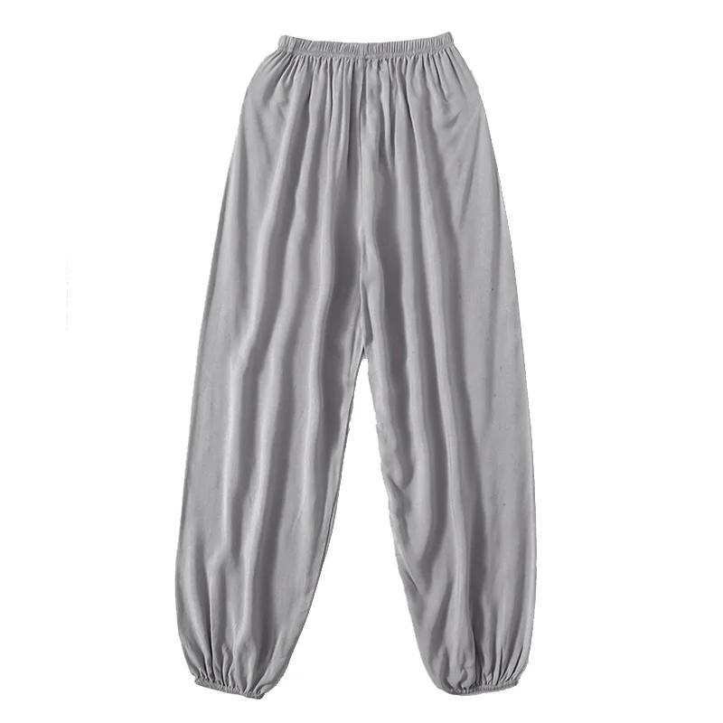 Women's summer loose and versatile trendy casual pants, wide leg sleeping pants, lantern pants, gray pants