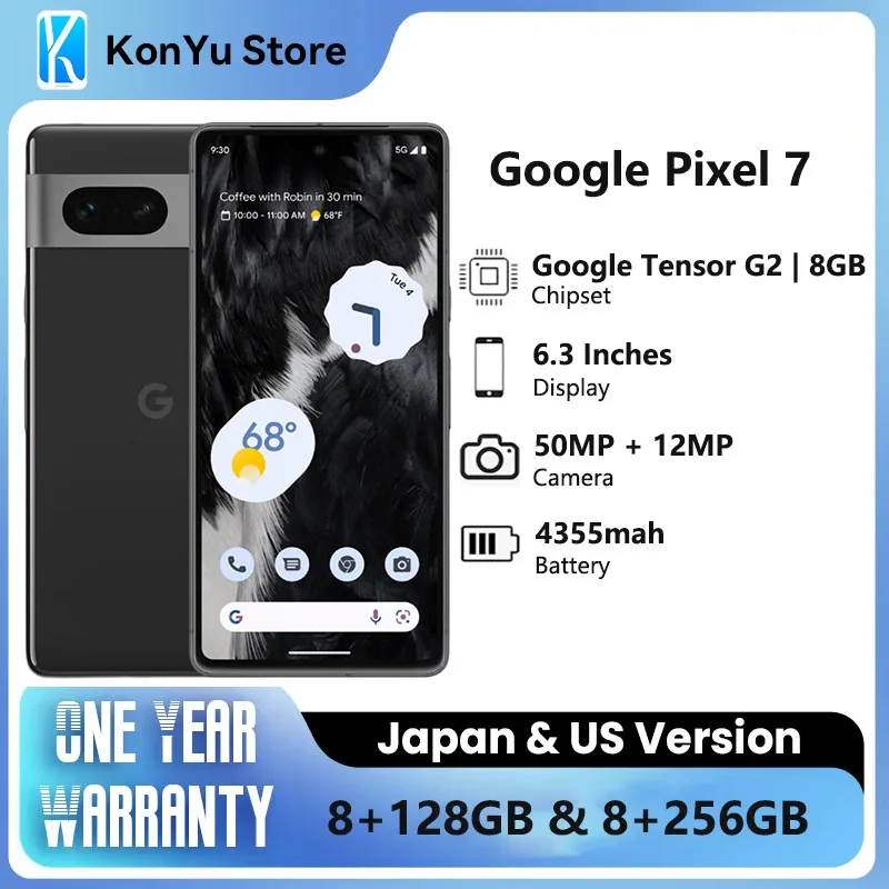 Смартфон Google Pixel 7 5G, 8 ГБ, 128 ГБ, 256 ГБ, Google Tensor G2, восьмиядерный процессор, 6,3 дюйма, 90 Гц, экран, 50 МП, IP68, пыленепроницаемость, NFC