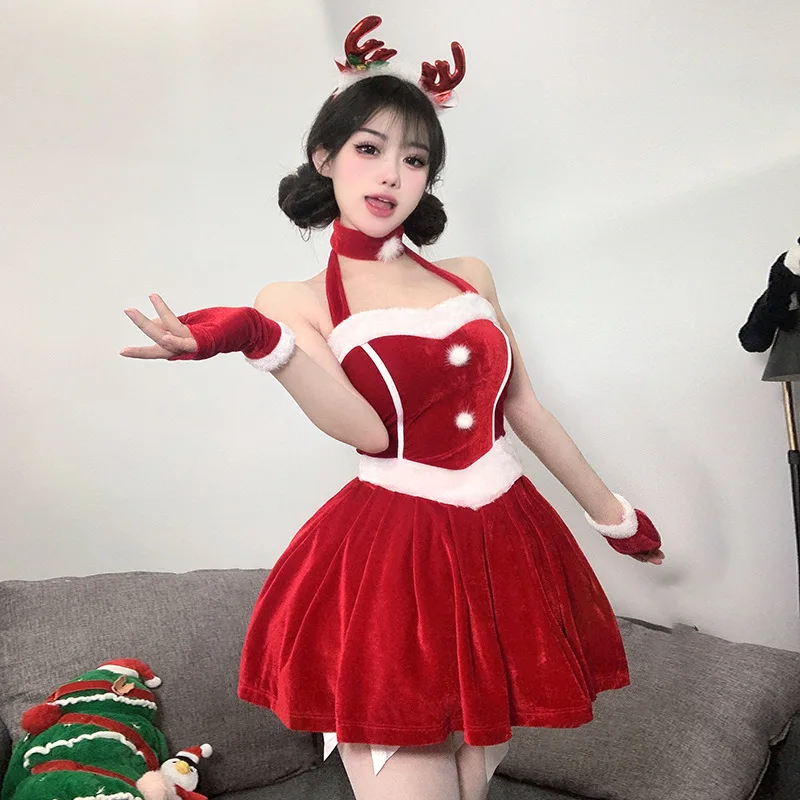 AniLV New Christmas Series Santa Claus Uniform Cosplay Xmas Plush Red Velvet Warm Dress Outfits Costumes