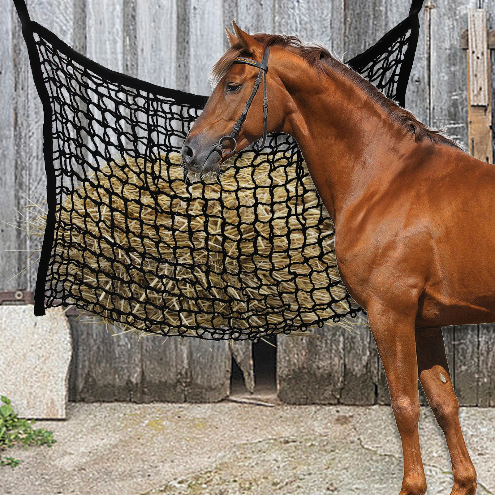 1PC Hay Net for Horses Slow Feed Hay Bag for Goat Sheep Hanging Hay Large Capacity Feeder Bag Stable Stall Paddock Rest Toy