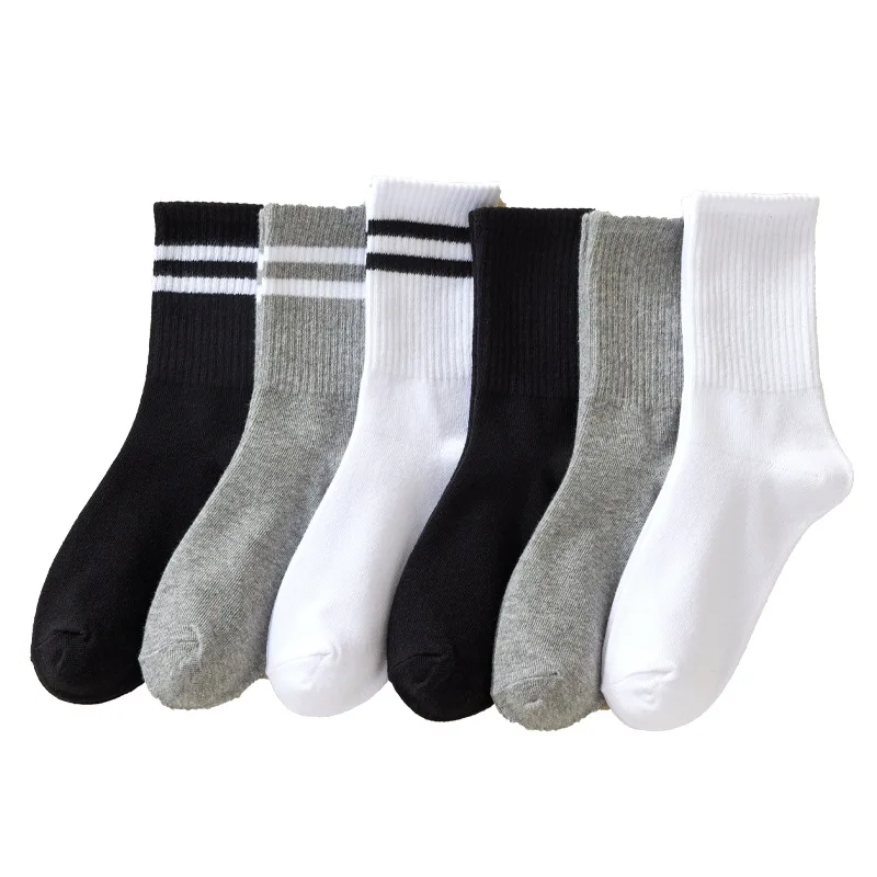 Männer Frau schwarz weiß Socken für solide gestreifte Unisex Street gestreifte Mittel rohr Socken atmungsaktive Sportarten