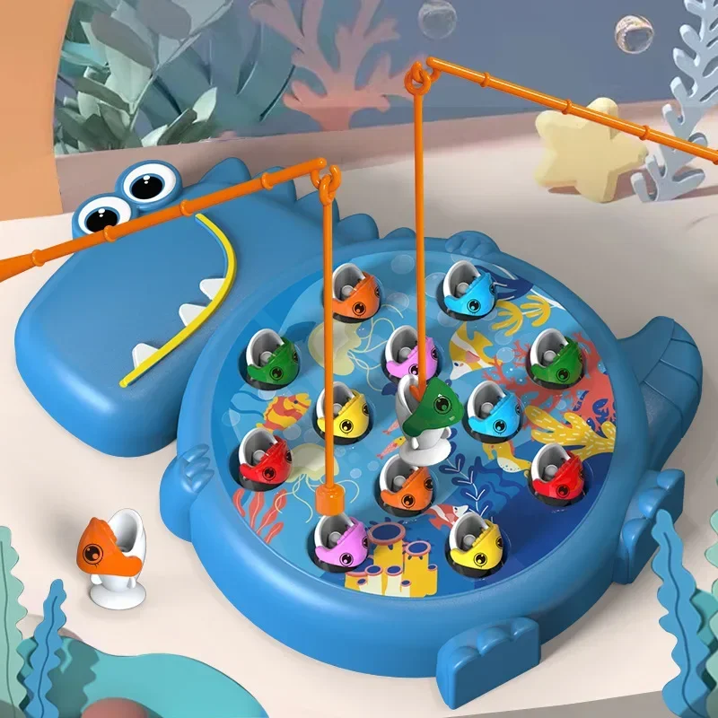 Dinosaur Simple Magnetic Fishing Toys Play Rod Game Toys for Children Baby Montessori con Rod Kids Educational Rotating Gift