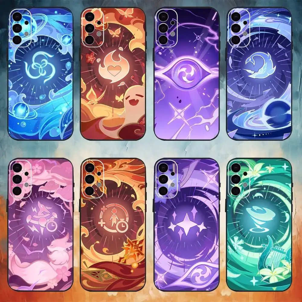 G-Genshin Impact Genius Invokation TCG card Phone Case For Samsung S26,25,24,23,22,21,20,30,Ultra,Plus,Fe,Lite Black Shell