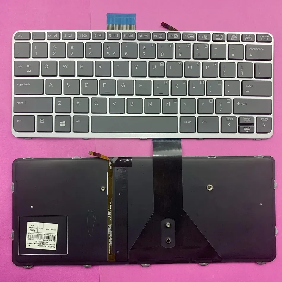 US Backlit Laptop Keyboard For HP EliteBook FOLIO 1020 G1 1030 G1 752962-B31 9Z.NBMBV.11D Series US Layout