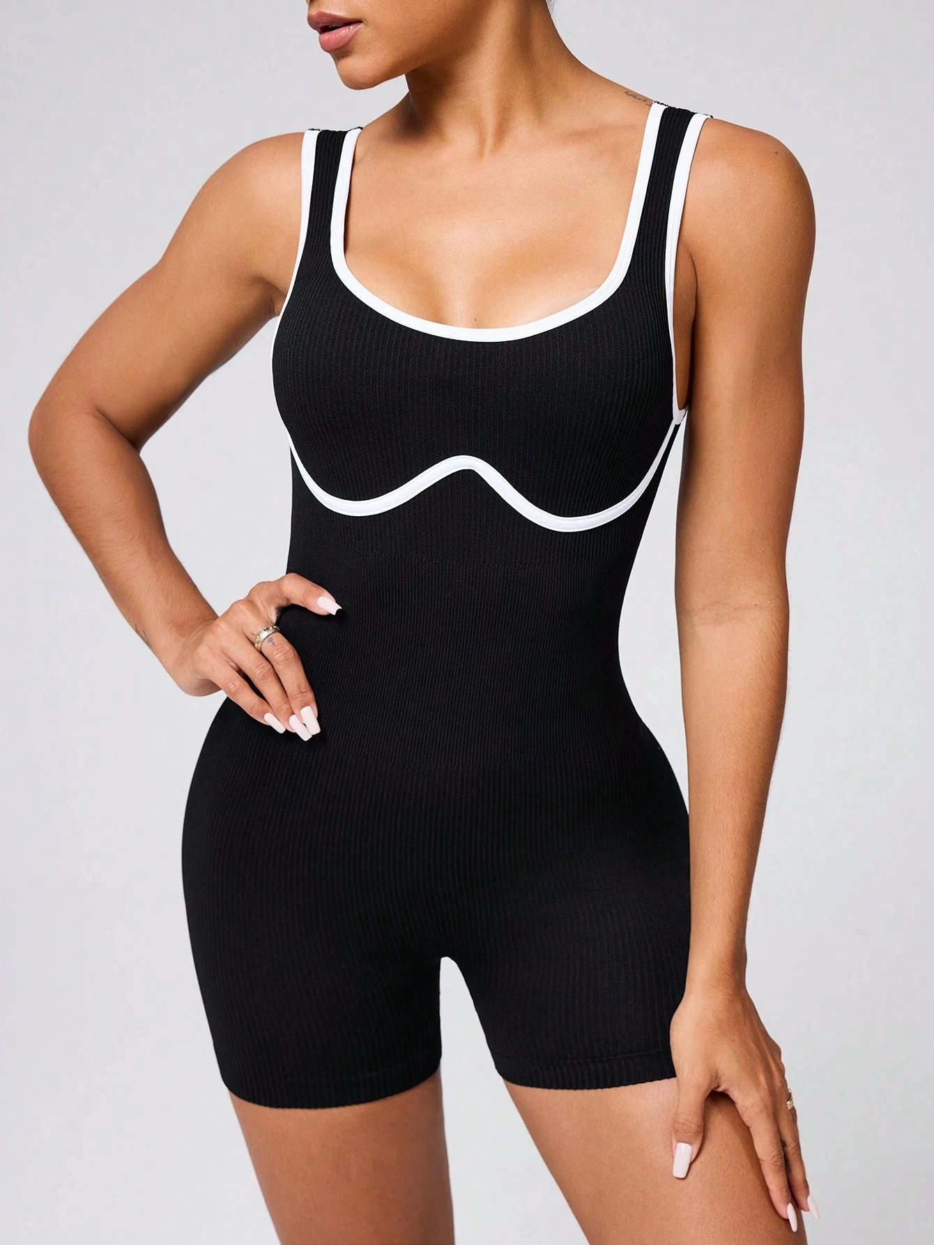 

Женский бесшовный комбинезон для йоги, боди для воздушной гимнастики с высокой талией и перекрестной спинкой, спортивная одежда в стиле колор-блок для пилатеса