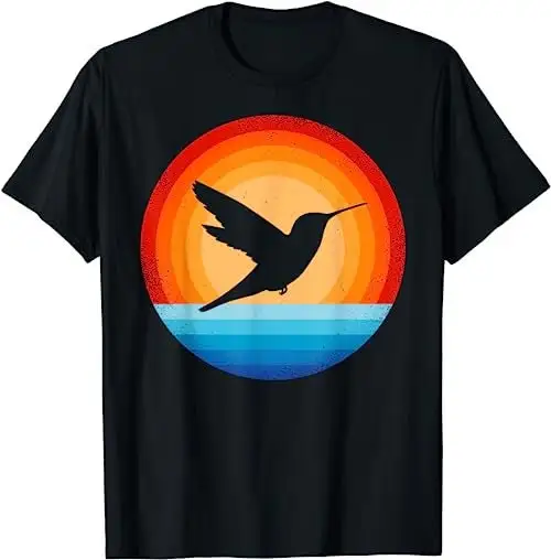 Hummingbird Retro Vintage 70s Sunset Bird Lovers T Shirt SweaT 17498