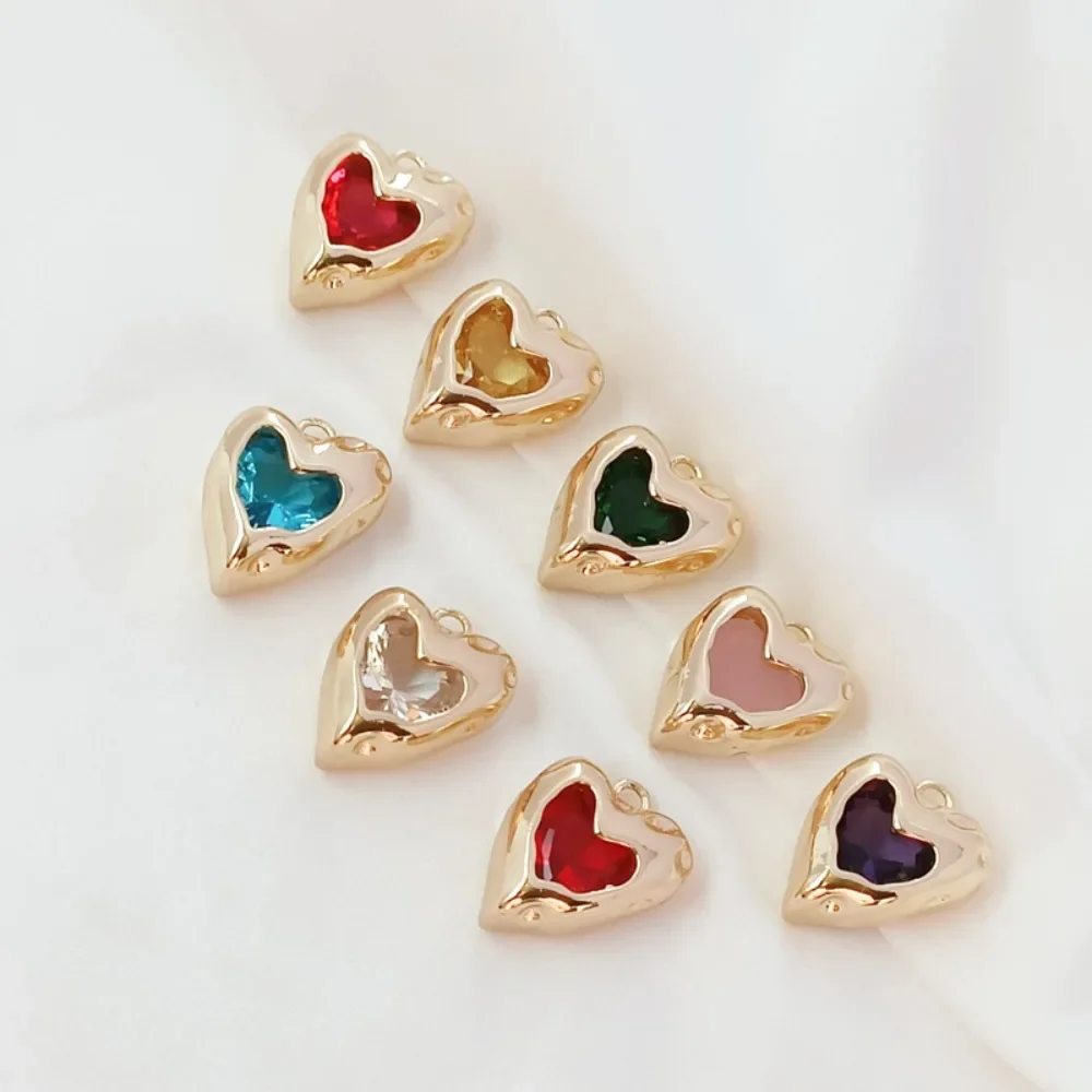 

14K Gold-plated and Zircon Inlaid Irregular Heart Pendant, DIY Heart-shaped Bracelet, Pendant, Earrings