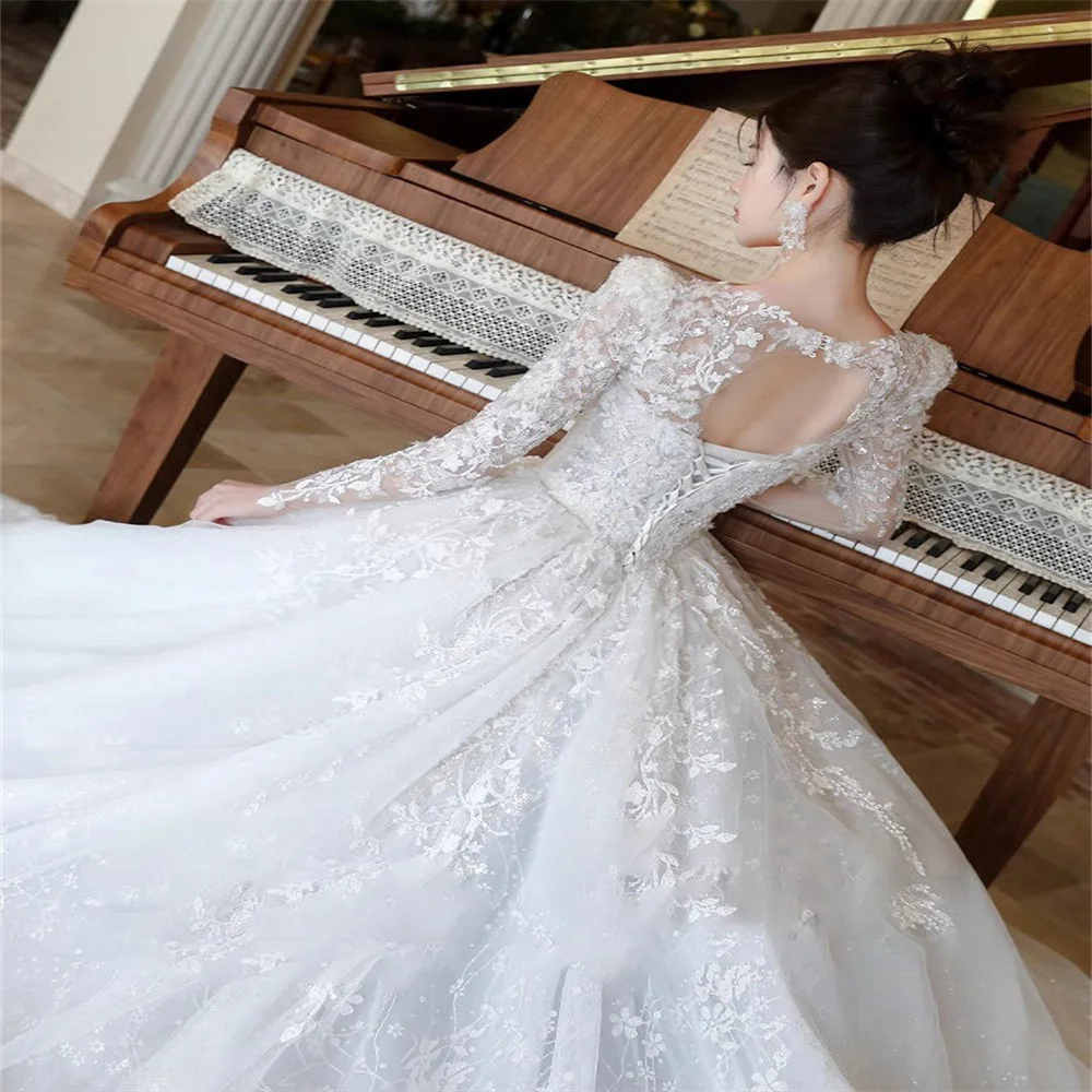 Customized Long Sleeves Women Wedding Dresses 2024 High Quality  Prom Gowns New Mopping Length Vestidos 132