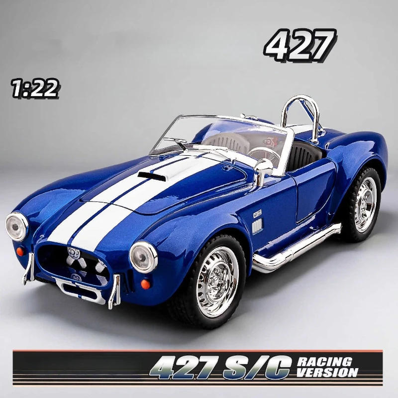 

1:22 Cobra 427 S/C Classics Car Model Simulation Diecast Metal Alloy Car Sound Light Collection Kids Toy Gift