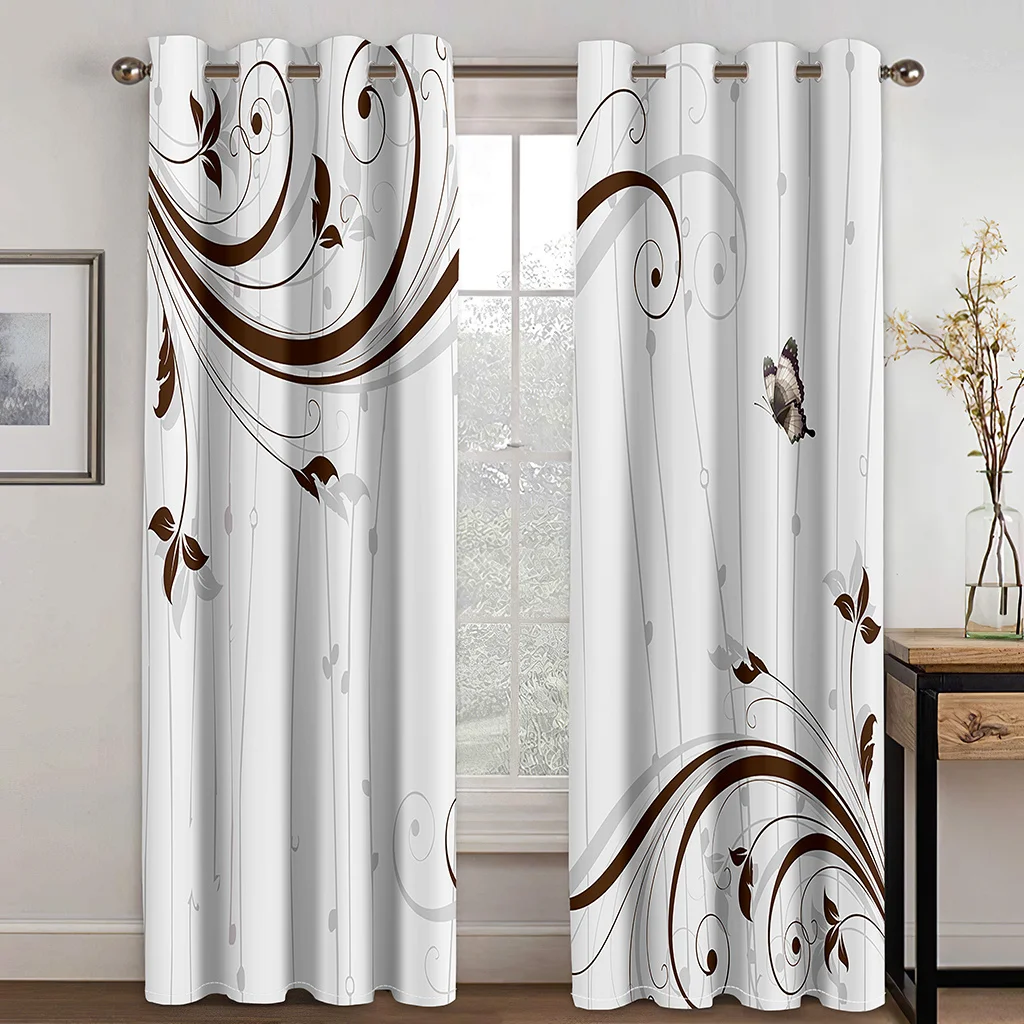 

Abstract Circle Line Flower Pattern Retro Window Curtains for Living Room Bedroom Kitchen Modern Curtains Home Decoration Drapes