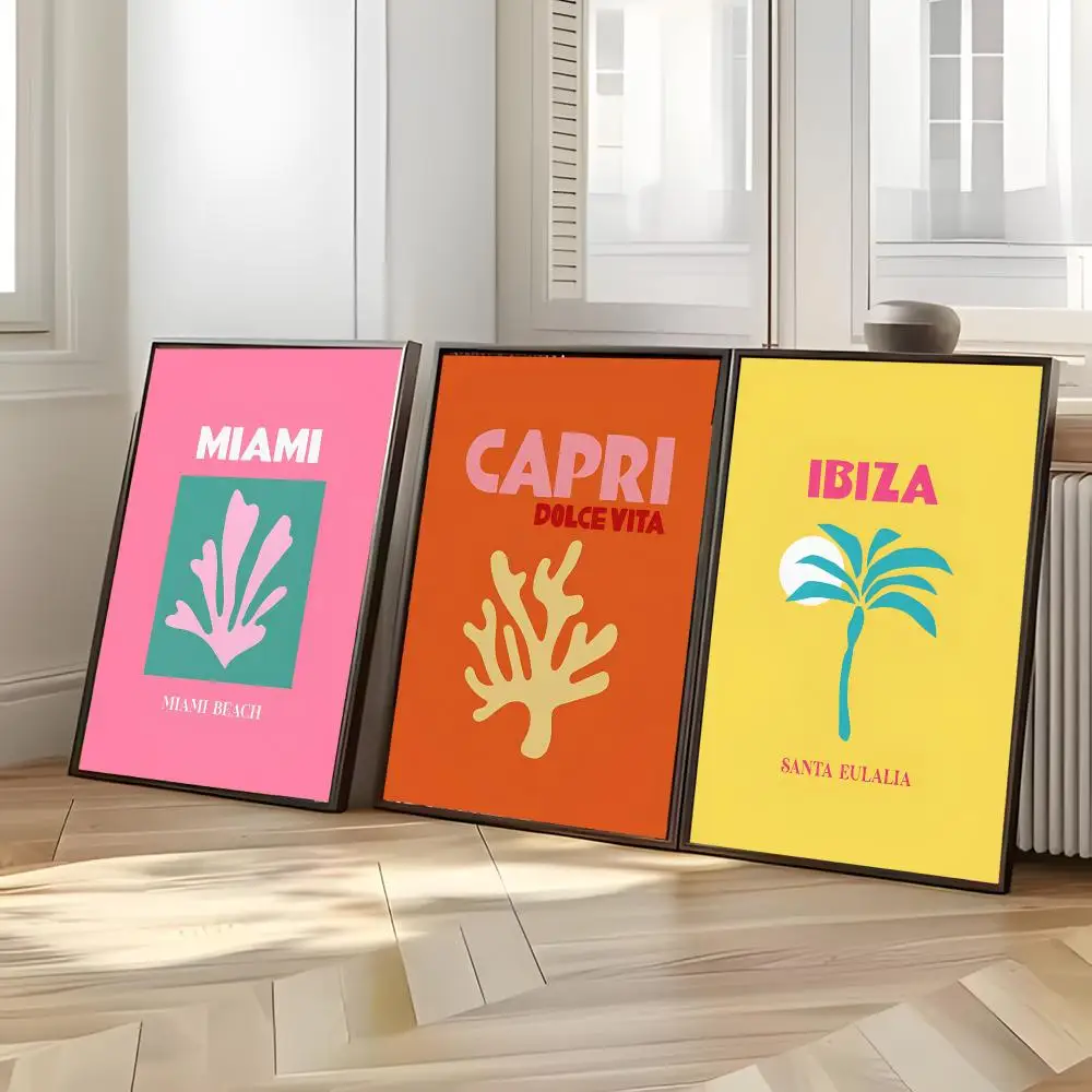 Art Landscape M-Mykonos Ibiza Miami Bondi Amalfi St Tropez Poster Distinct Home Decor Concepts Chic Indoor Art Pieces