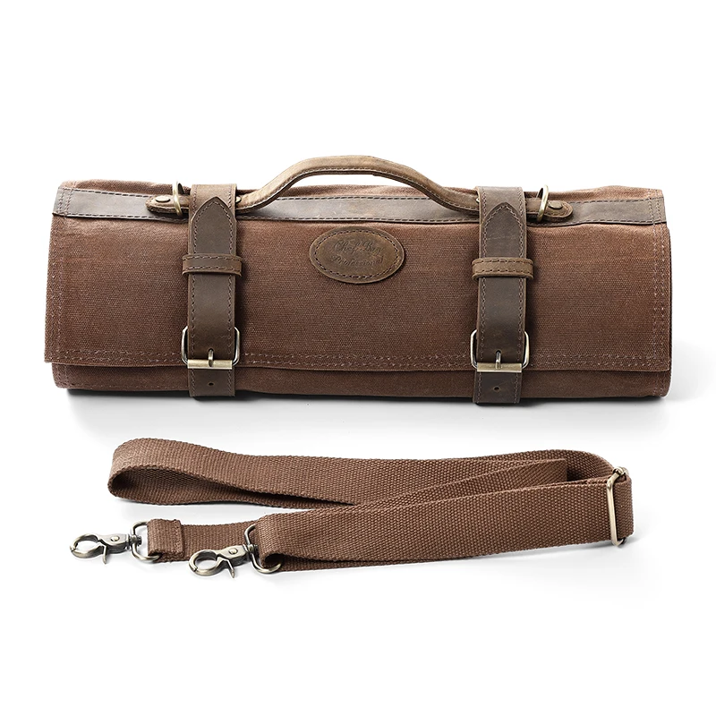 

Travel Canvas Leather Foldable Storage Bag Kitchen Knife Bag Chef Knife Roll Bag Shoulder